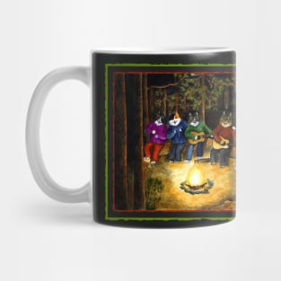 cats singing by bonfire Mug